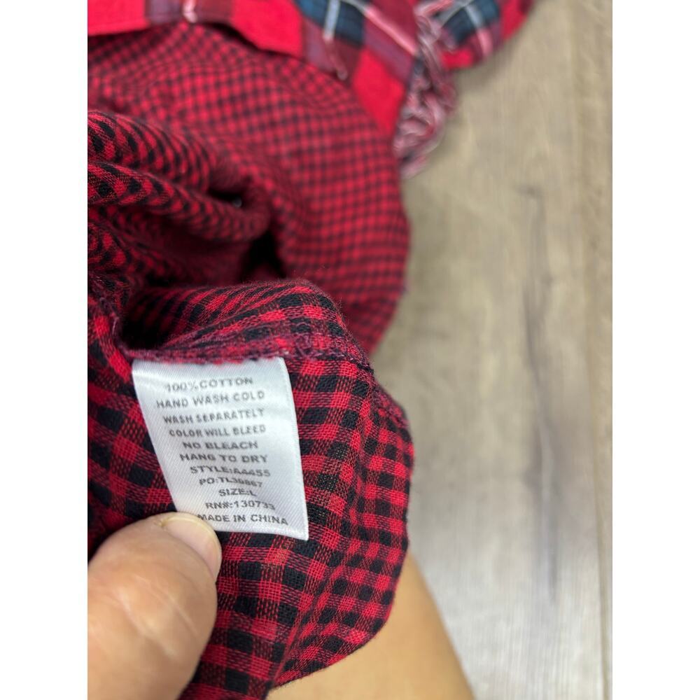 Umgee Plaid Fringe Cardigan Women’s Small Red Black Draped Open Front Top - Picture 6 of 6